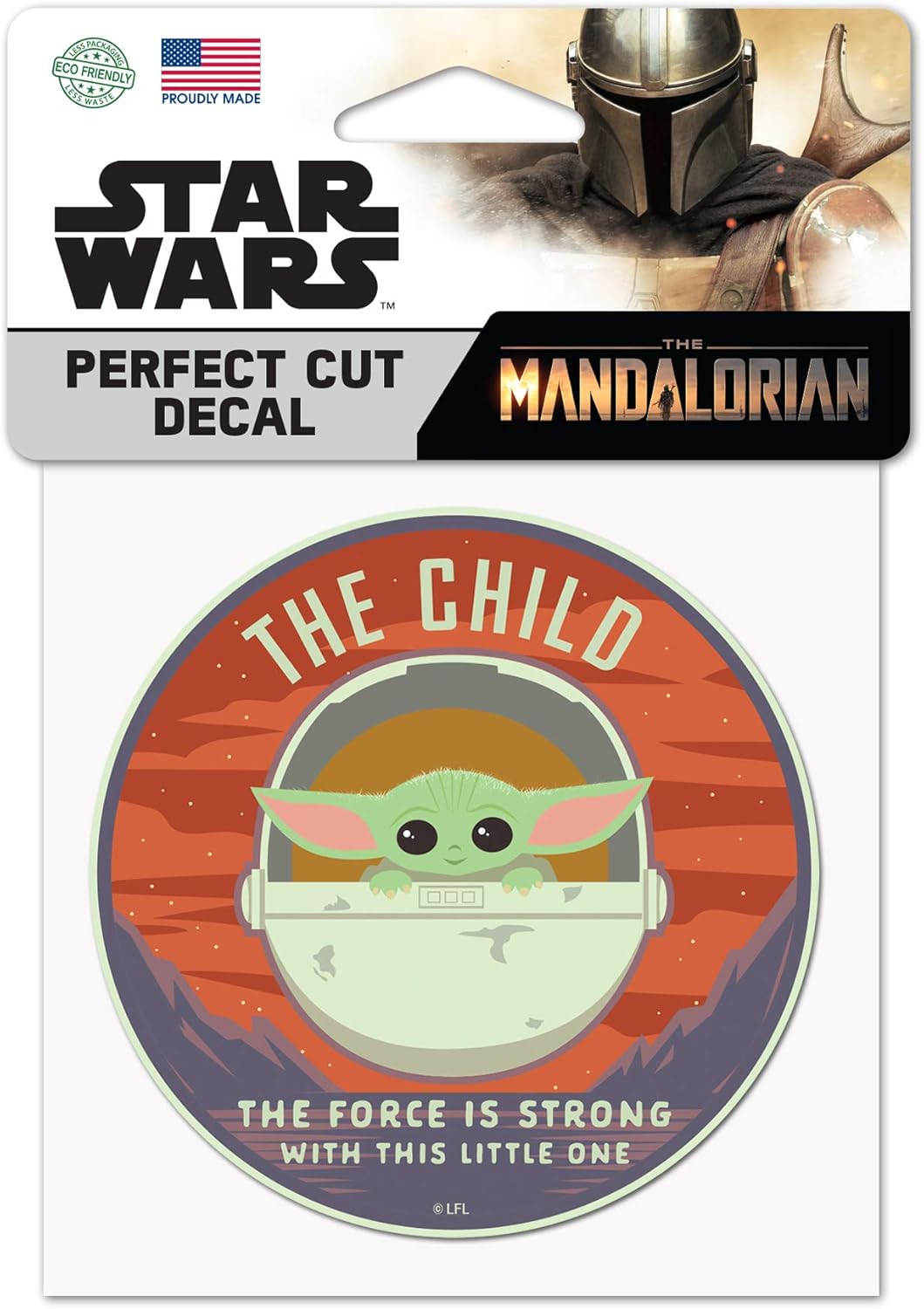 Star Wars Mandalorian WinCraft A Story The Force is Strong With This Little One Perfect Cut Color Decal, Multi, 4" x 4"
