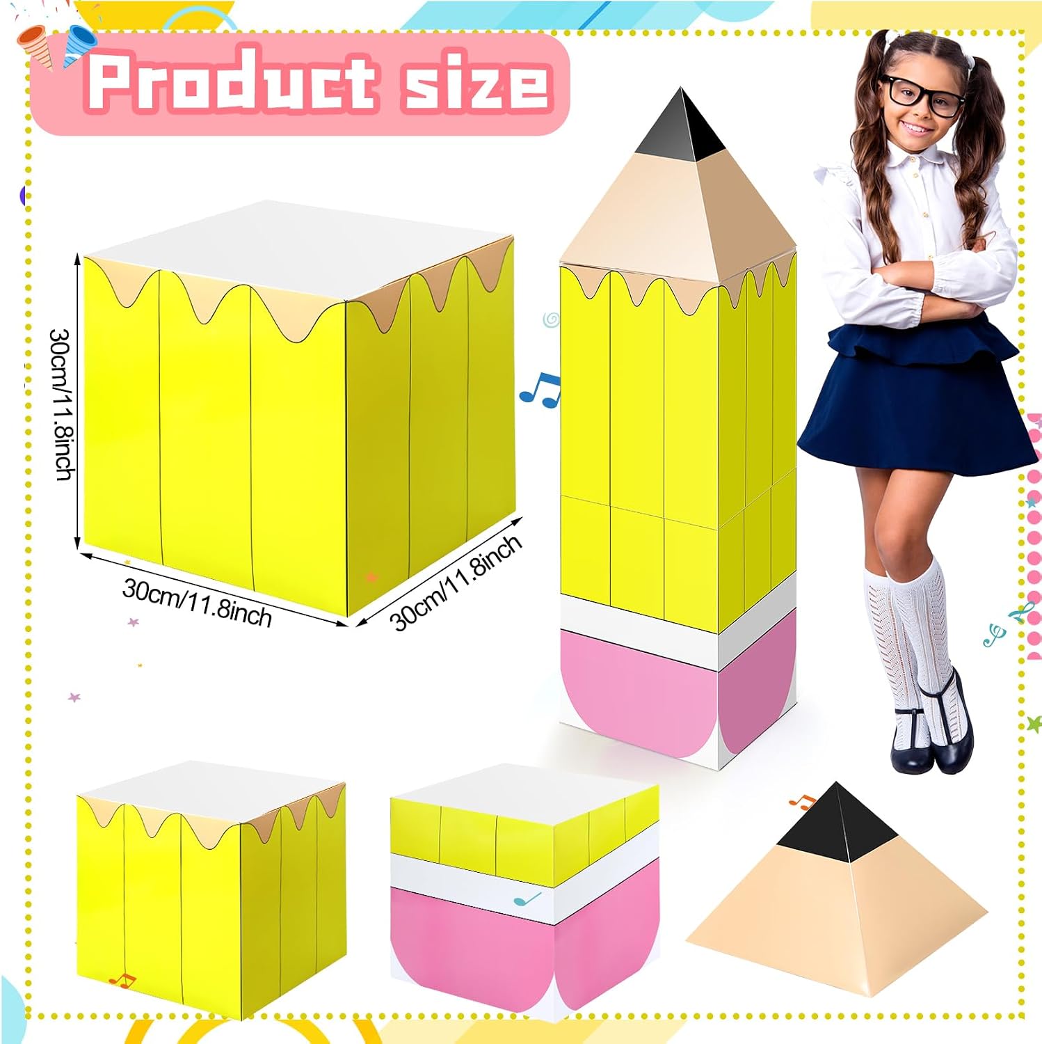 Bucherry 2 Pack/6 Pcs Back to School Decor Giant Classroom Pencil Props image 2