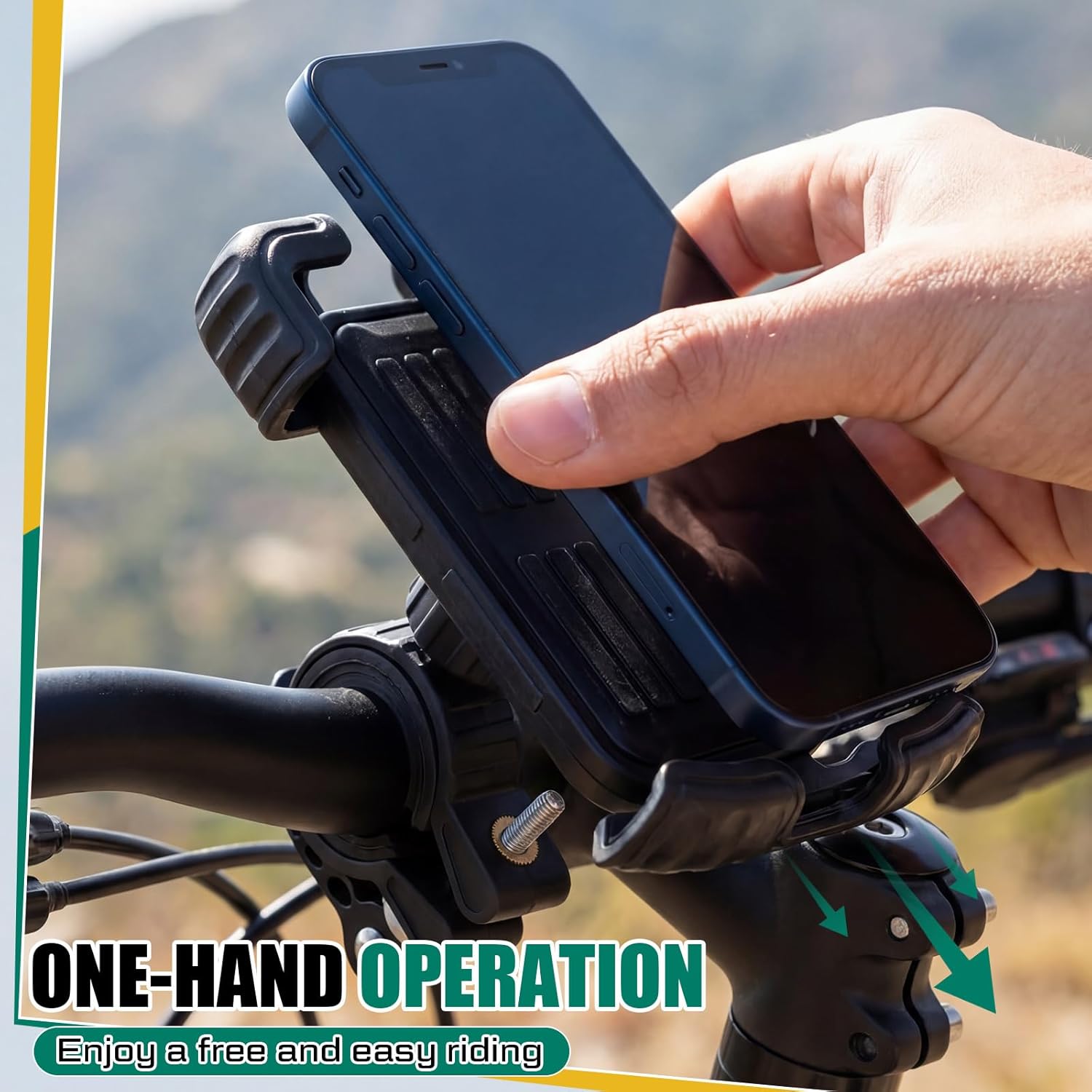 BBTO 2-in-1 Motorcycle Cup Holder Set 7/8'' to 1 1/4'' Bike Phone Holder 4.7 to 6.8" with 360°Swivel Ball-Mount Handlebar Phone Cup Clamp Cycling Accessories for ATV Utv Scooter Boat Black