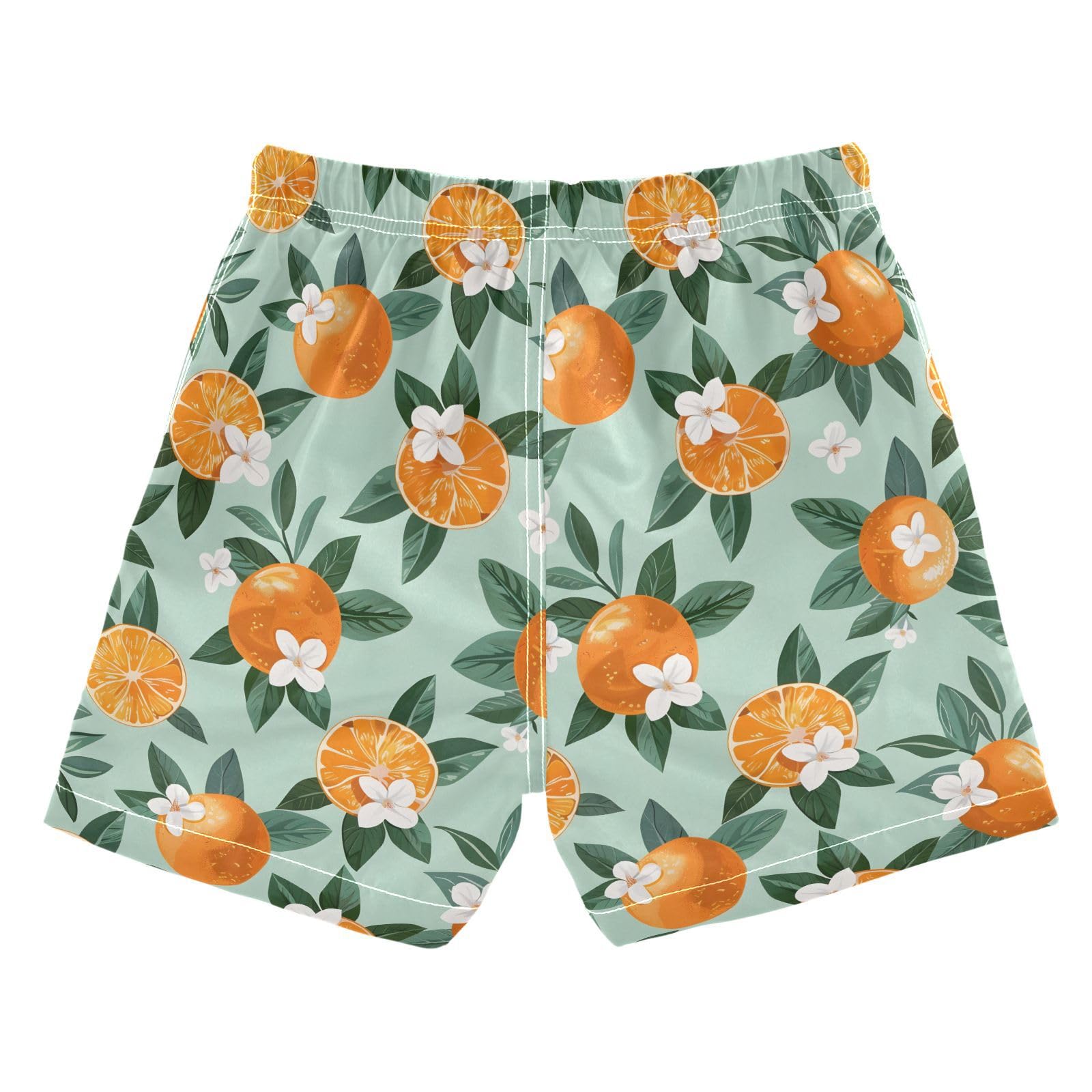 ALAZA Orange Fruit with White Flower Boys' Swim Trunks Beach Shorts Quick Dry Swimsuit 4T