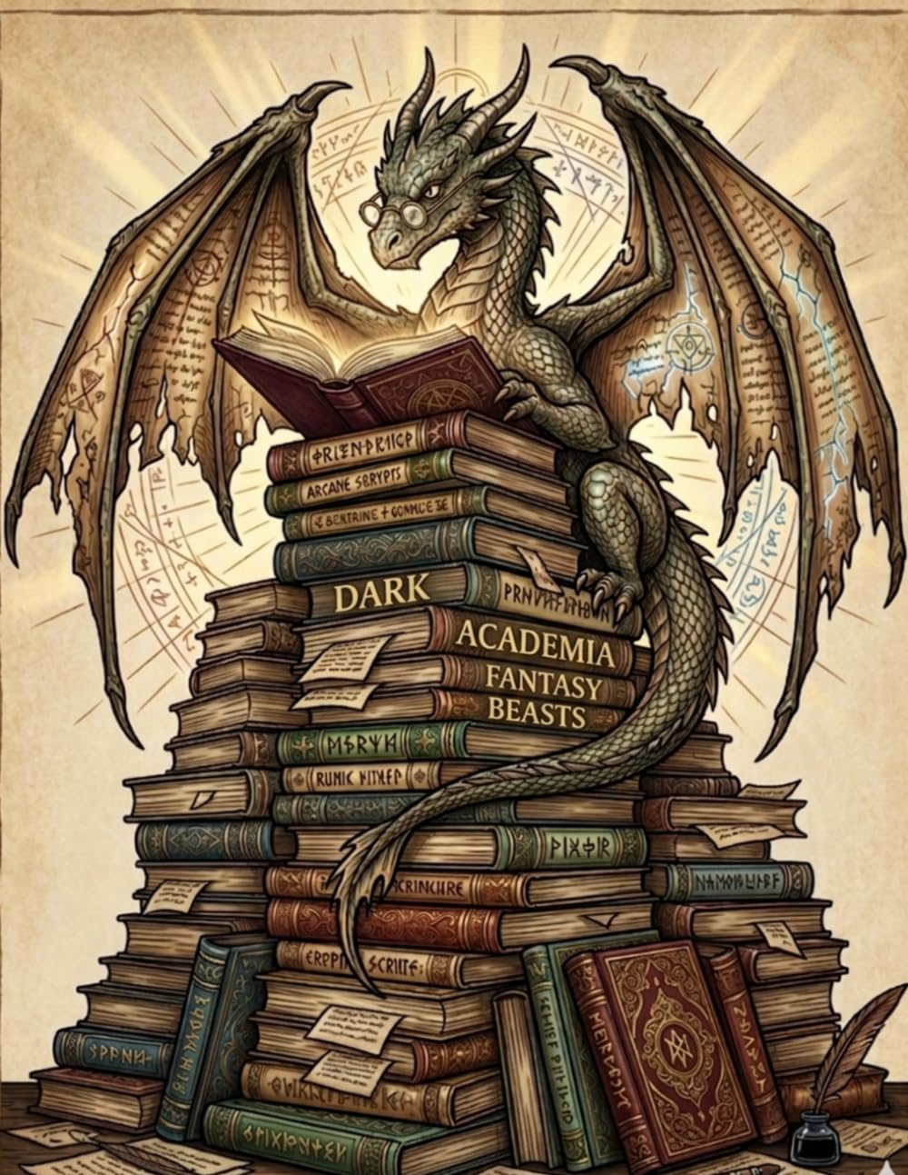 Dark Academia Fantasy Beasts: A Gothic Mythical Creature Coloring Book for Adults