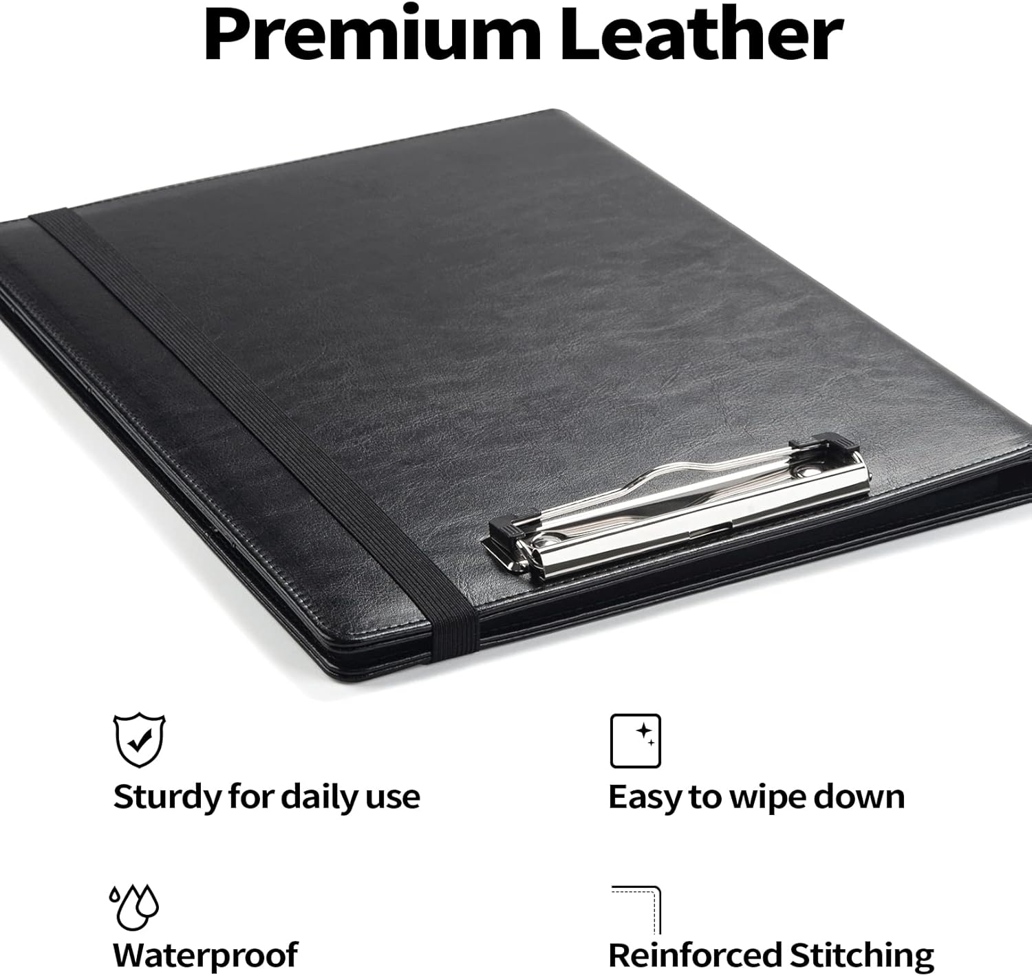 Sooez Padfolio Clipboard, Portfolio Organizer with Notepad, Premium PU Leather Clipboard Folder for Legal Pad, Versatile Clipfolio with Storage, Letter Size Document Holder for School Office, Brown - Image 2