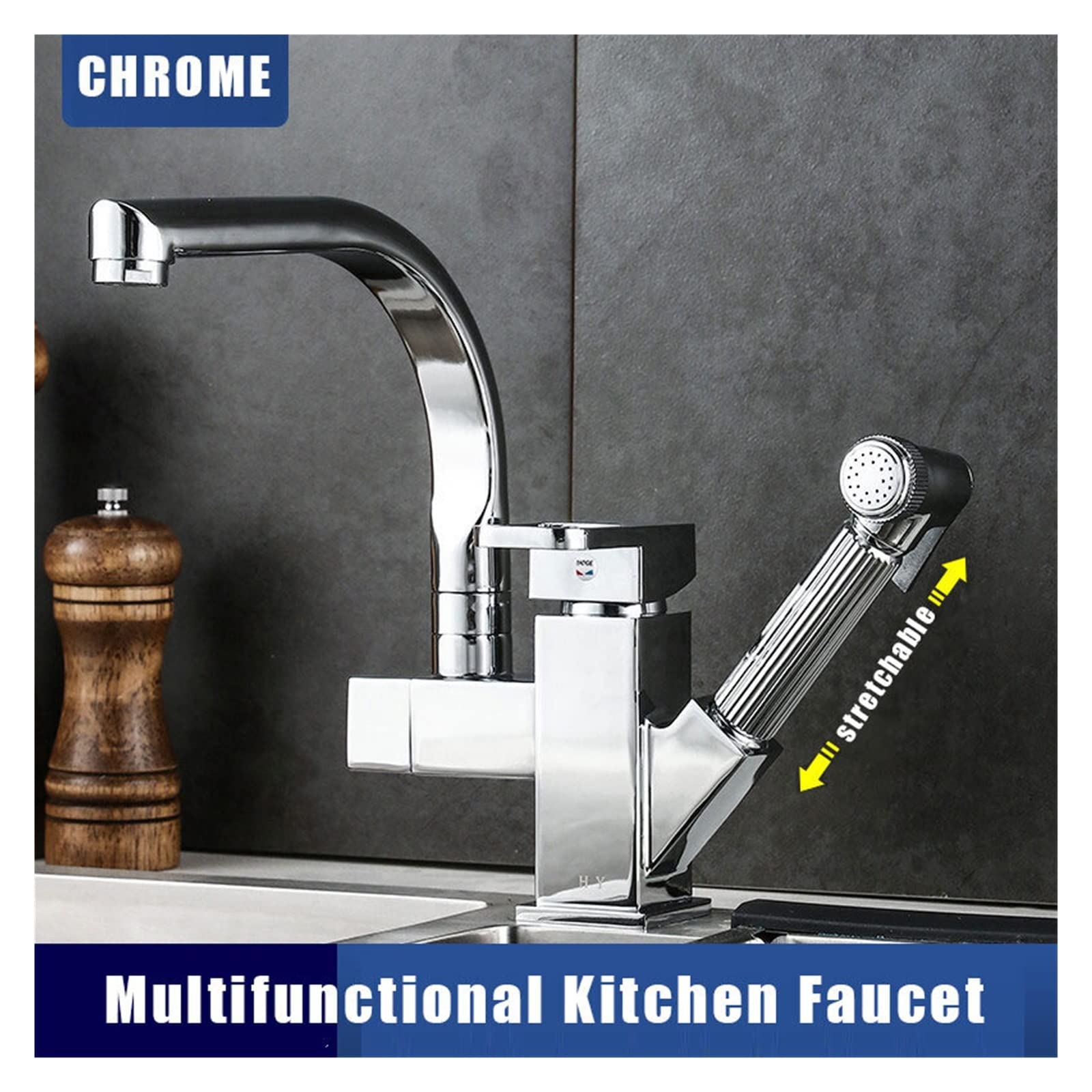 Modern black 360 degree kitchen faucets sprayer brass kitchen tap basin