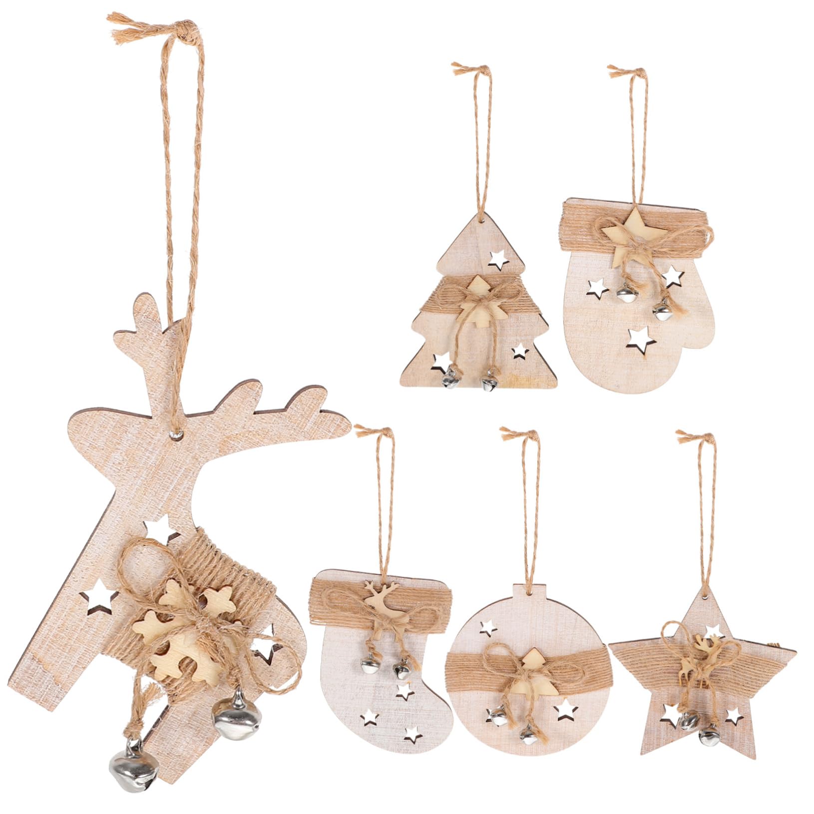 3 Juegos Navidad Colgante Decoración Navideña Guirnalda Accesorios De Fiesta Decoraciones Navideñas Madera 6 Piezas * 3