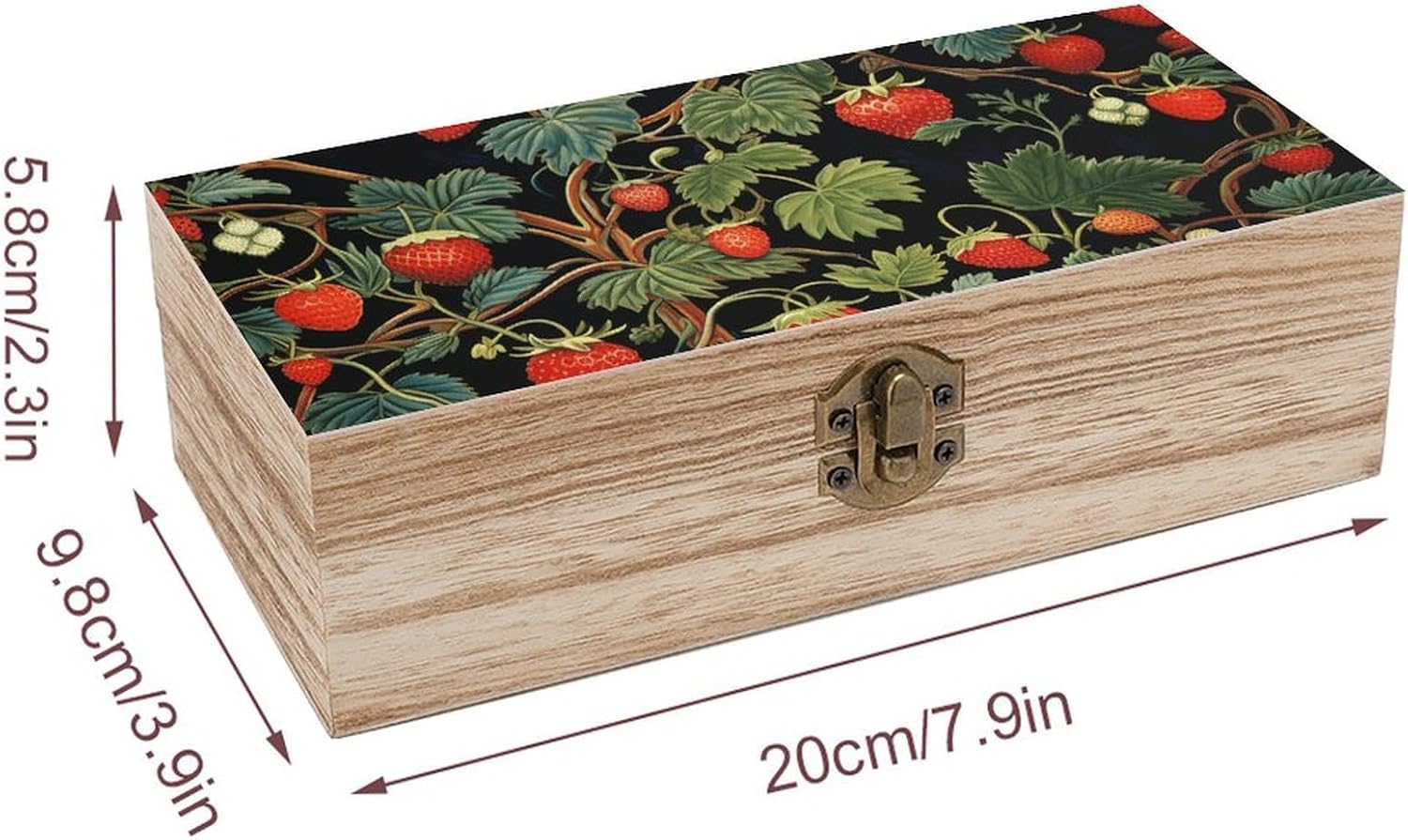 Strawberry Pattern Keepsake Box Decorative Wooden Storage Boxes with Lids Small Wedding Keepsake Boxes Box Decorative Wood Organizer Memory Case for Keepsakes Photos Crafts Stamps image 2