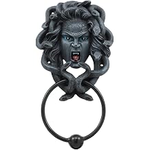 Ebros Faux Stone Severed Head of Medusa Door Knocker Figurine Greek Goddess Medusa Gorgon Sister Stone Gaze Home Decor