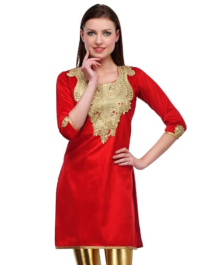 Buy Kiosha Red Velvet 3/4 Sleeve kurti 