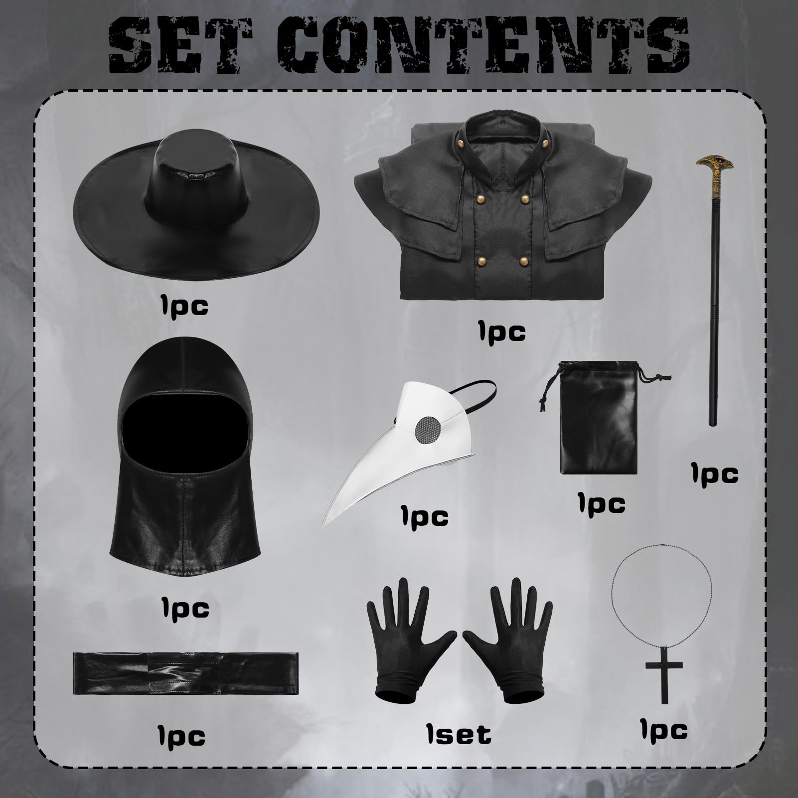 Matreeglam Plague Doctor Costume Adult, Wizard Hooded Cloak with Mask, Priest Robe, Medieval Cosplay Costumes for Halloween (White, XL) - Image 2