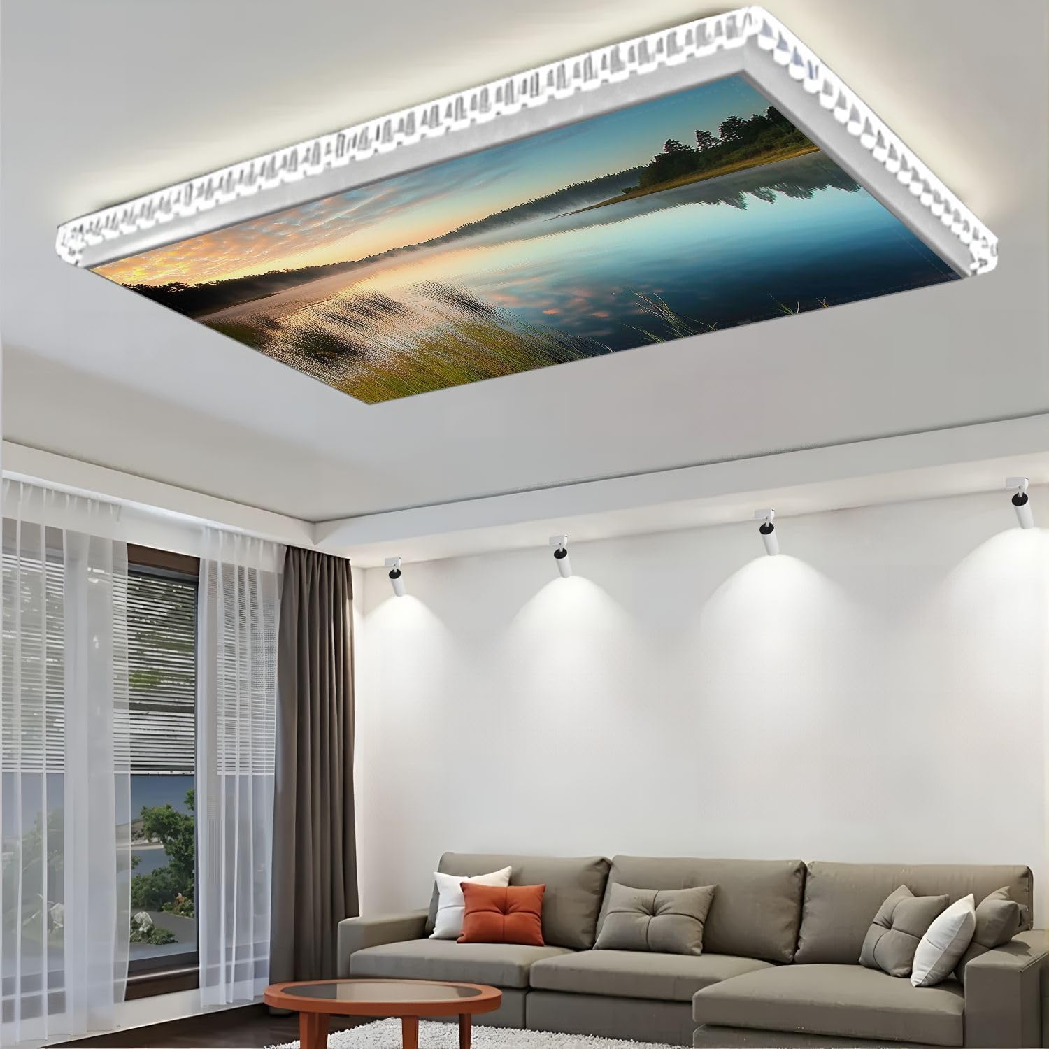 Fluorescent Light Covers for Ceiling Lights Morning Lake Easy to Install Magnetic Light Filter for Classroom Office Hospitals School Home Decor