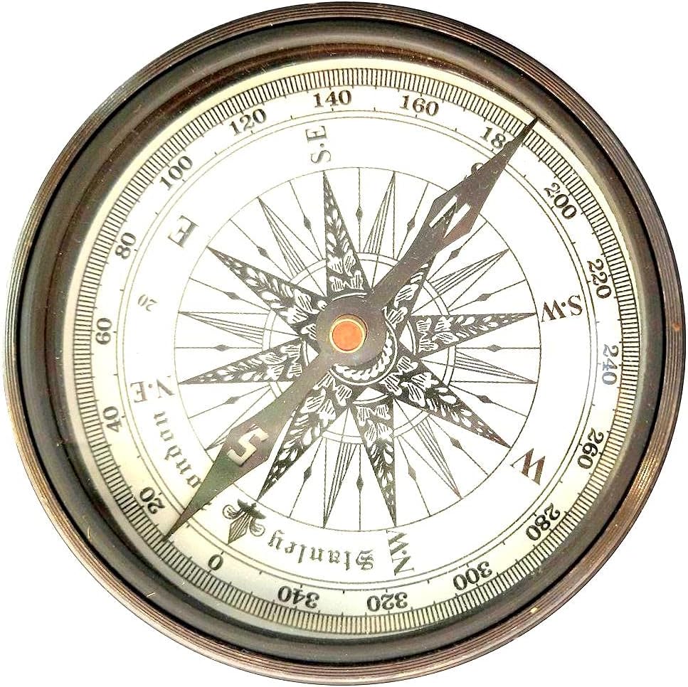 Brass Nautical Antique Style Compass & Sundial Compass Poem Compass Gift 2.05 Inch