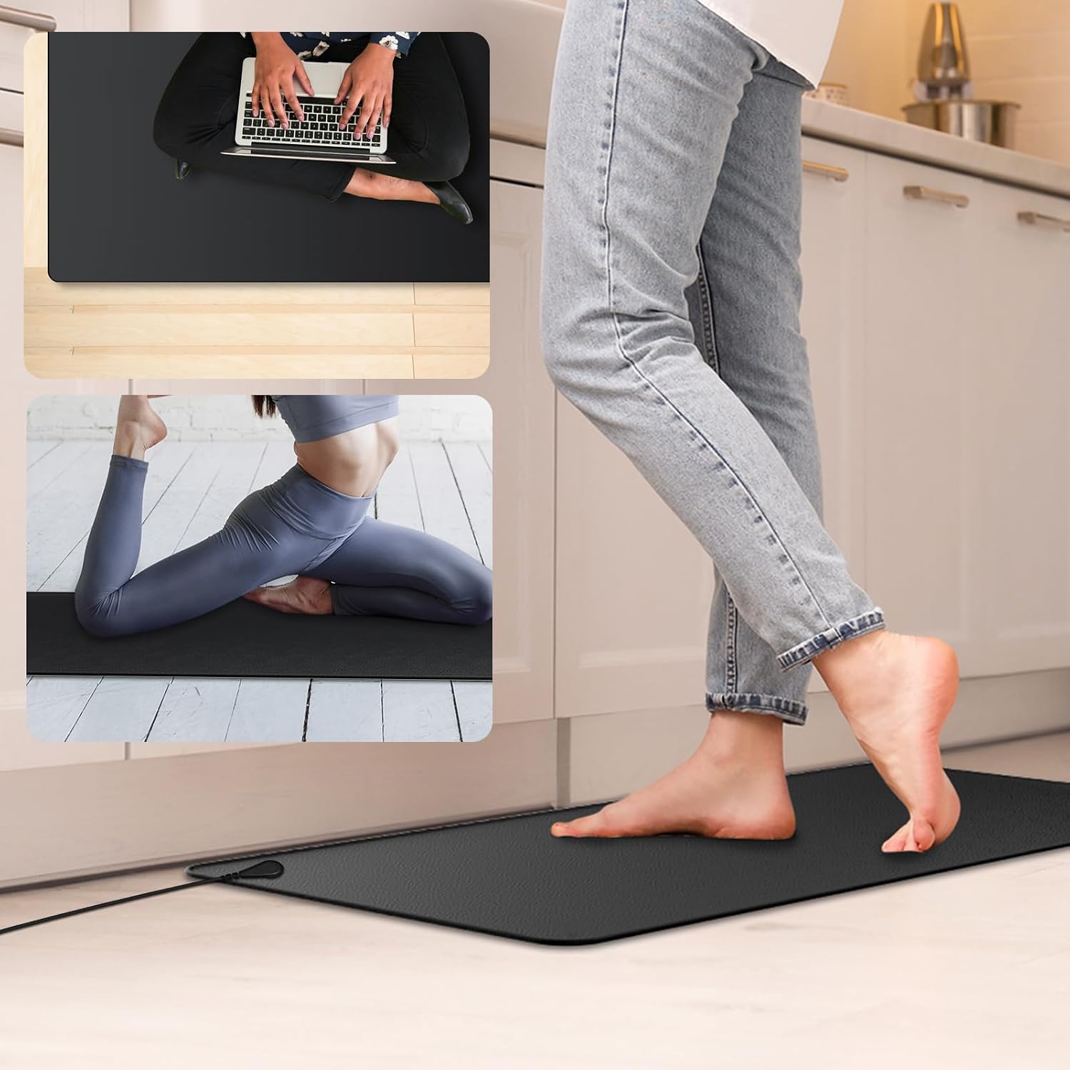 Urvoix Grounding Mat for Feet, 16" x 24"(2Pack) Earth Mat Grounding Pad for Bed Desk Office, Grounding Mat Kit for Wellness Energy, Improve Sleep, Reduce Anxiety w/ 15 Foot Cord & Conductive Test Pen