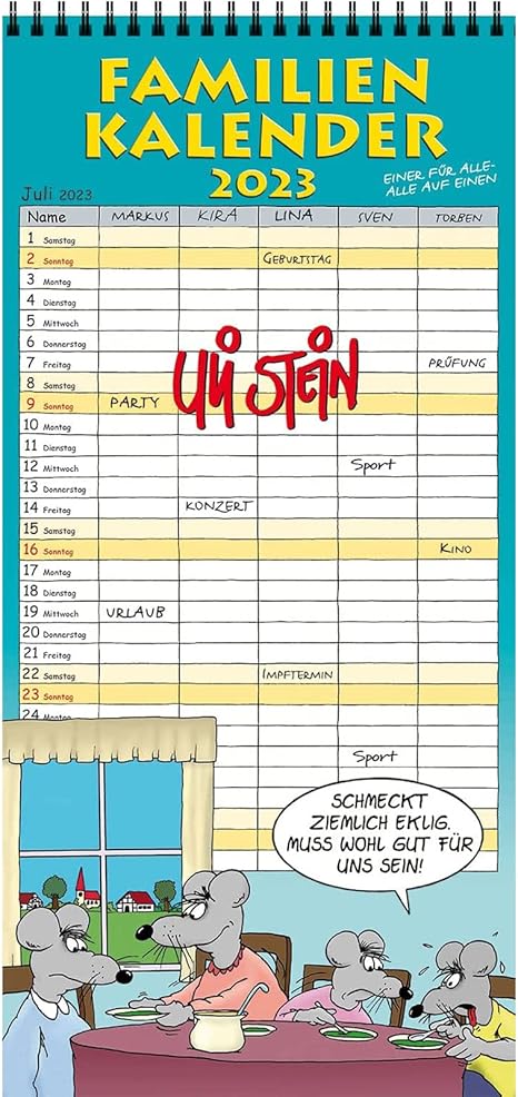Uli Stein Kalender 2026 - Lustiger Wandkalender Mit Cartoons & Sprüchen (12x46cm)