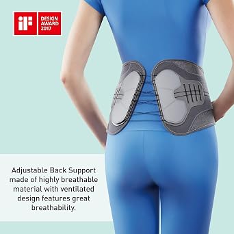 OPPO Medical 2352 Adjustable Back Support with Pads, Support Lower Back Muscles & Maintain Correct Posture (Gray, Small)