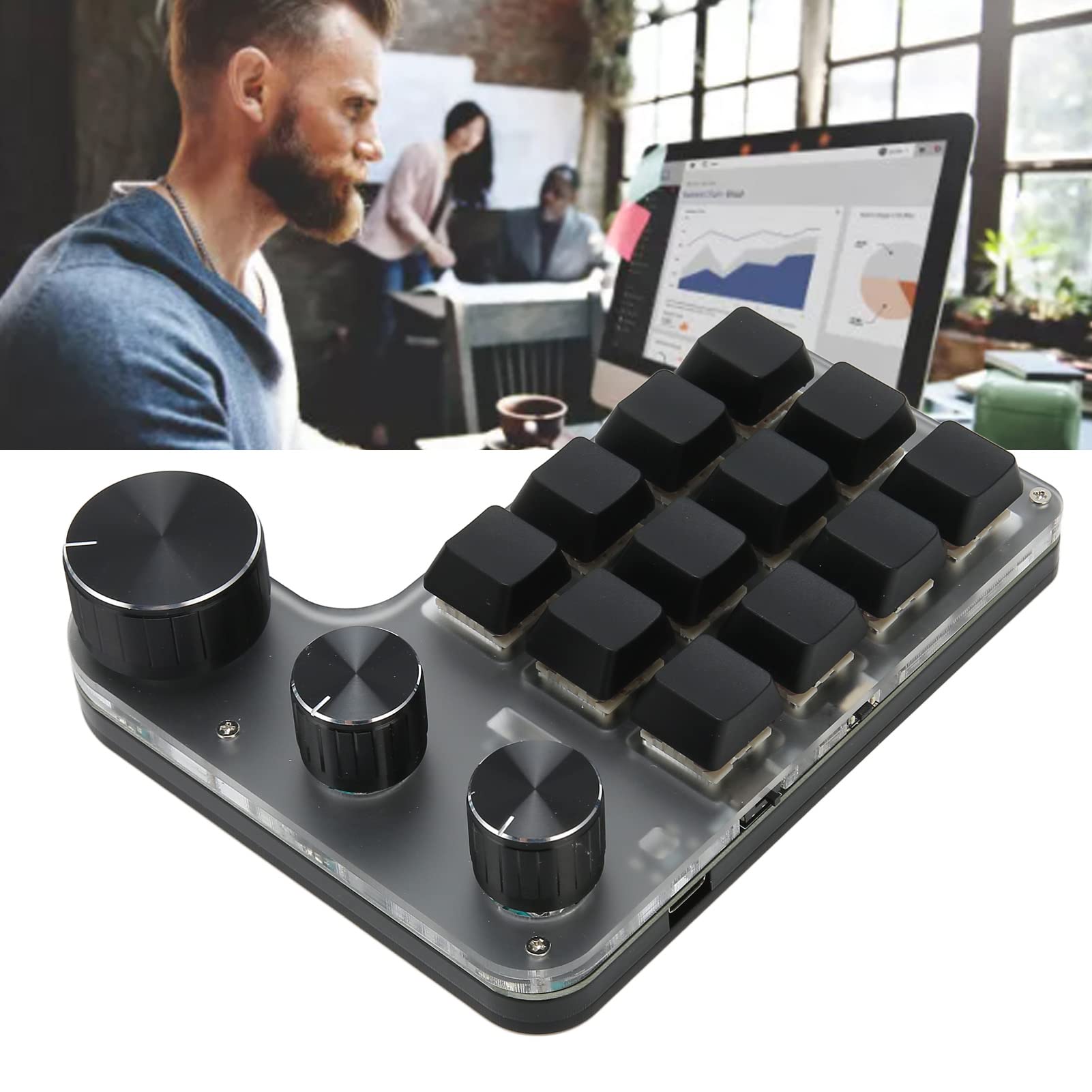 Vikye Mechanische -Makro-Gaming-Tastatur, 12 Tasten, 3 Knöpfe, Einhand-Bluetooth-USB-PC-Tastatur, Programmierbare Tastenkombination, Benutzerdefinierte Funktion,