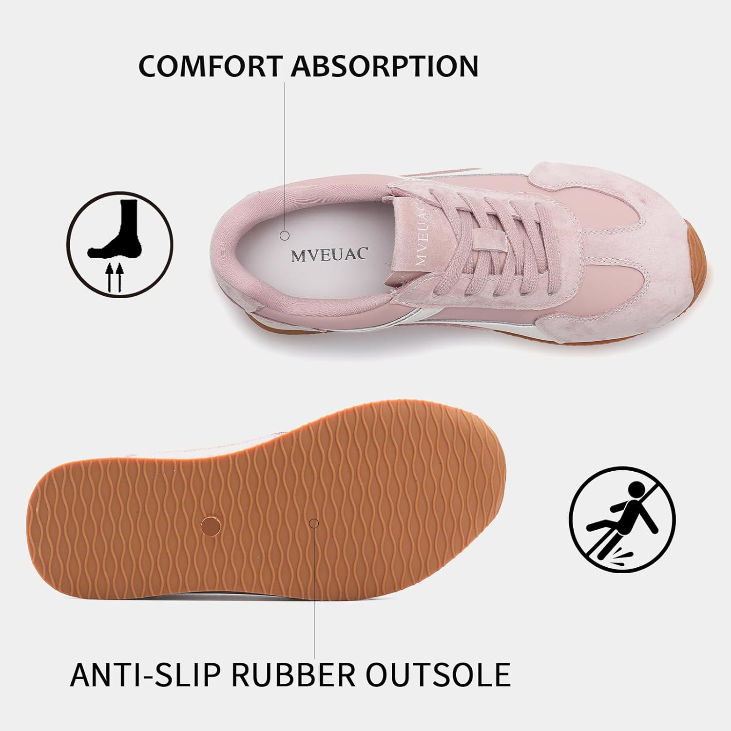 Fashion Sneakers for Women Classic Women Sneakers Non-Slip Walking Shoes Low Top Women Shoes with Memory Foam Insole Lace-Up for Daily, Office, Outing & Home