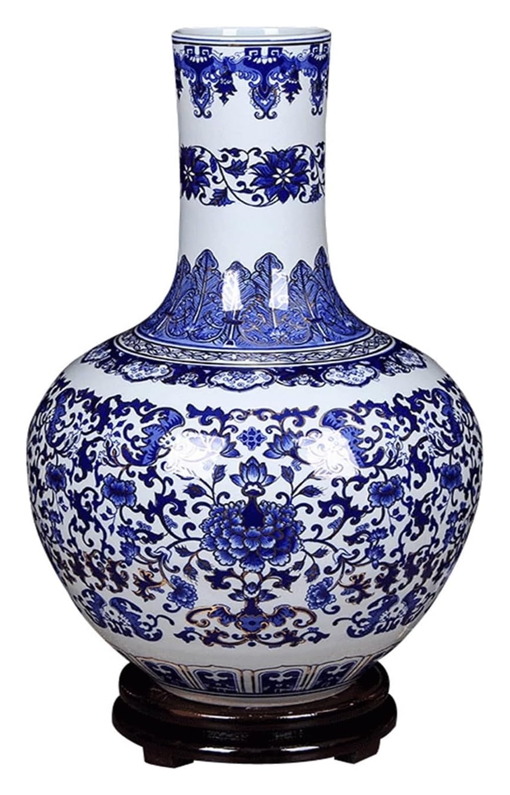 asdchZen Vase Flower Vase Ceramic Vase 18.9 Inch Large Porcelain Vases Chinese Retro Hand-Painted Stoneware Decor Flower Vase Bedroom Living Decoration Decor