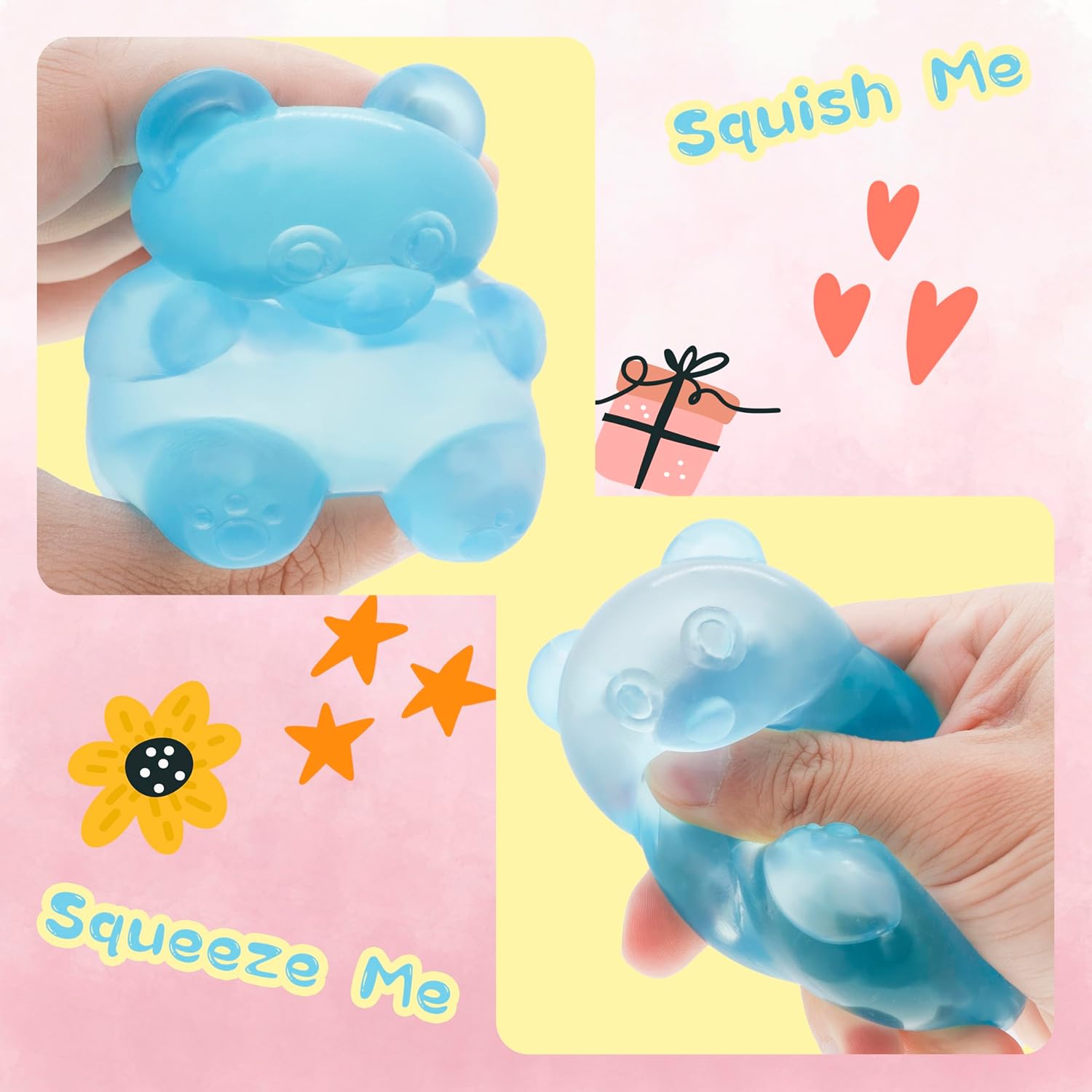 Gummy Bear Toy, Sugar Filled Squishy Toys for Kids Stress Relief - High Density Squeeze Balls for Students Calming - Fidget Squishy Toys for Anxiety Relief - Image 3