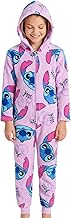 Disney Stitch Pajamas for Girls, One Piece Pajamas for Girls, Stitch Soft Fleece Pyjamas, Sizes 6 to 12 Years