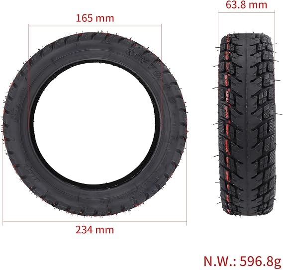 60/70-6.5 10 Rubber Explosion-proof Tubeless Tire + Straight Nozzle Replacement for Segway Ninebot Max / Max G30LP G30 Electric Kick Scooter Wheel Parts