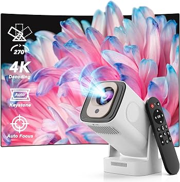4K Projeksiyon Cihaz  HY260 Pro, 1080P Full HD G r nt  Kalitesi, WiFi 6 Bluetooth 5 Ba lant , Android TV 11, Otomatik Odaklanma, Uzaktan Kumandal , 40"-130" G r nt , Ev Ofis ve Bah e  in Projekt r