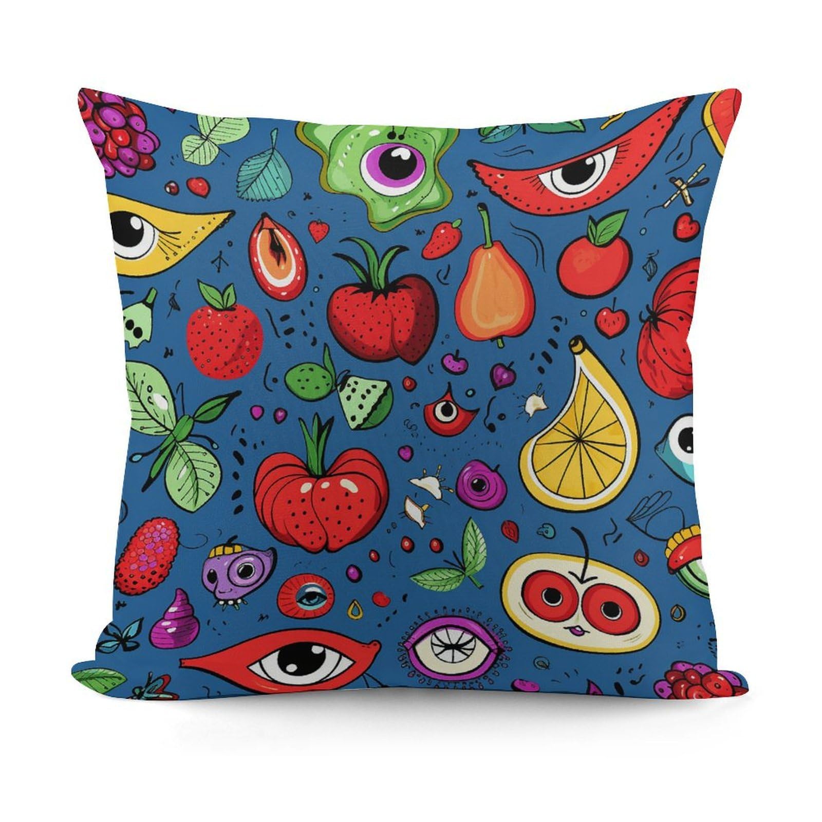 Adfgyerh Style Shining Eyes Doodle Decorative Pillow Covers, Throw Pillow Covers Soft For All Seasons, Pillowcases For Couch Living Room Sofa Bedroom 18X18 Inch
