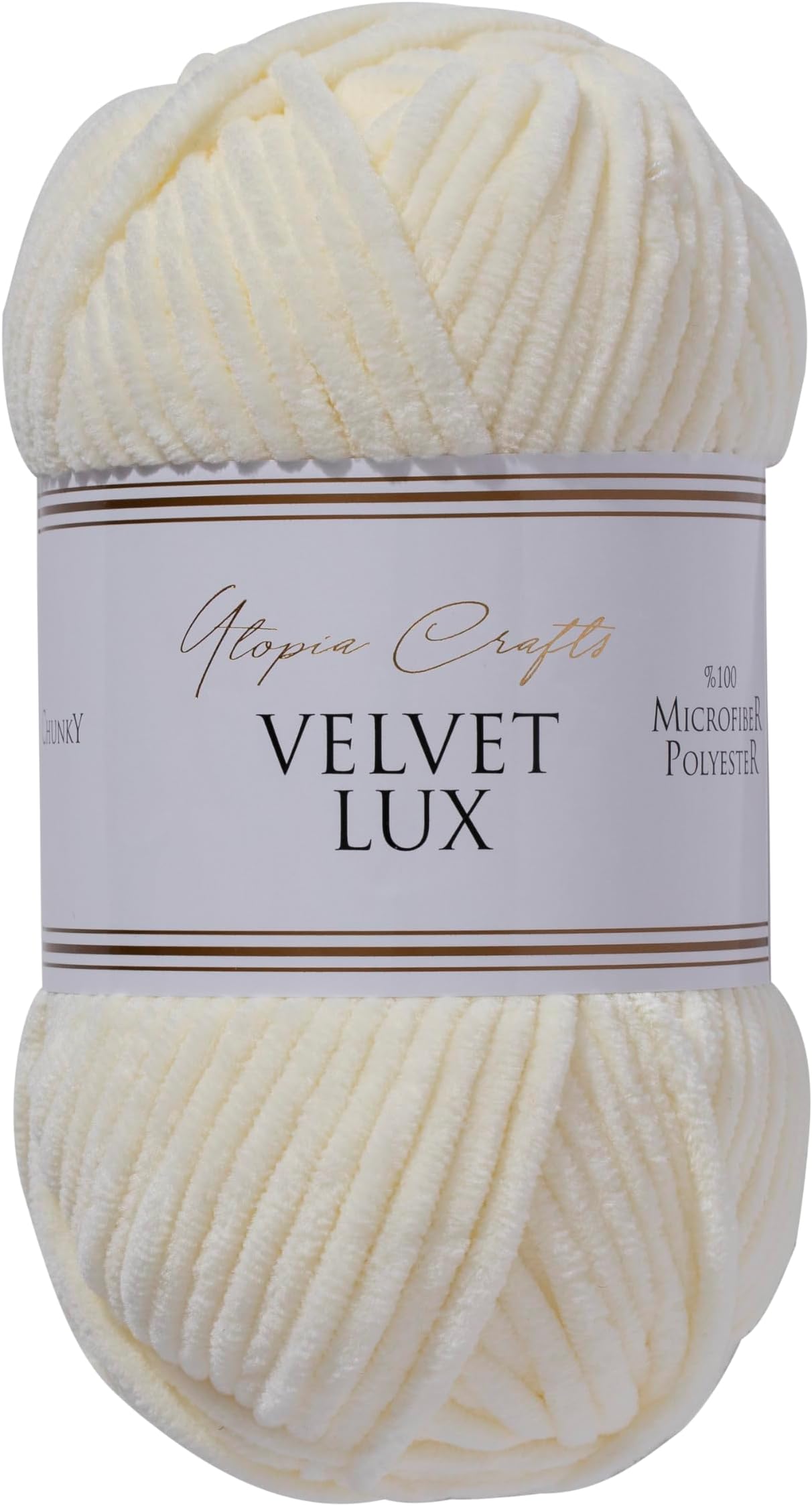 Utopia Crafts Velvet Lux Chenille Super Soft Chunky Yarn for Knitting and Crochet 100g (1, Ivory)