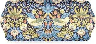 Pimpernel Morris & Co Strawberry Thief Blue Melamine Tray with Handles - Elegant Serving Tray for Tea Parties, Decorative Sandwich Display - Stylish Kitchen & Dining Organization, Ideal Gift for Her
