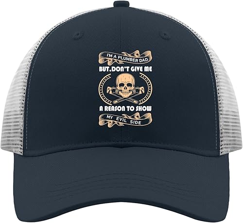 Sombreros para papá, con texto en inglés "I I'm A Plumber Dad BUT Don't Give Me A Reason to Show My Evil Side Dad", sombrero ajustable para mujer