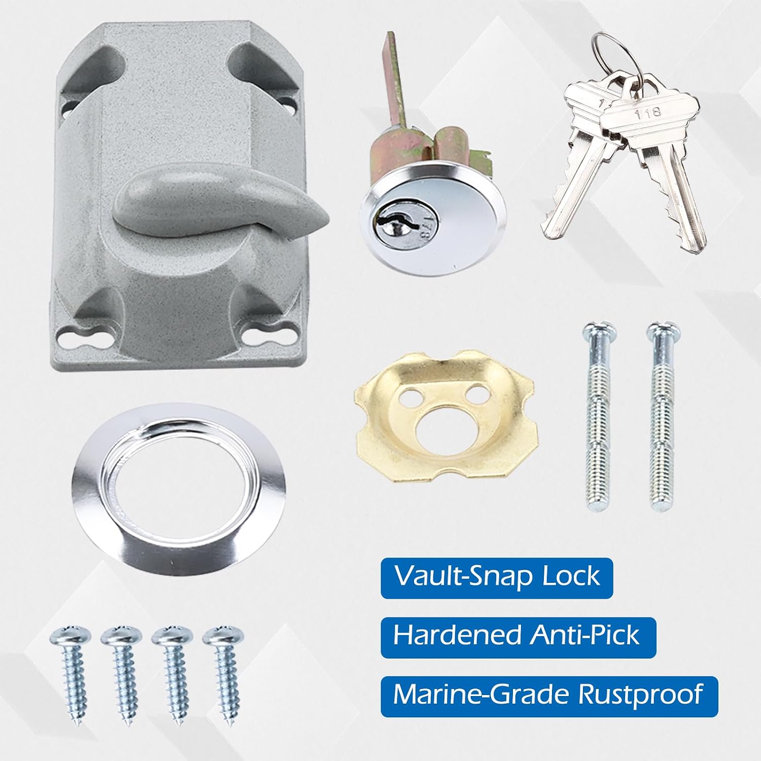 Garage Door Lock Set with T Handle, Center Mount Deadbolt Lock with Keyed Cylinder, Complete Installation Kit for Most Garage Doors Up to 2-1/2" Thick