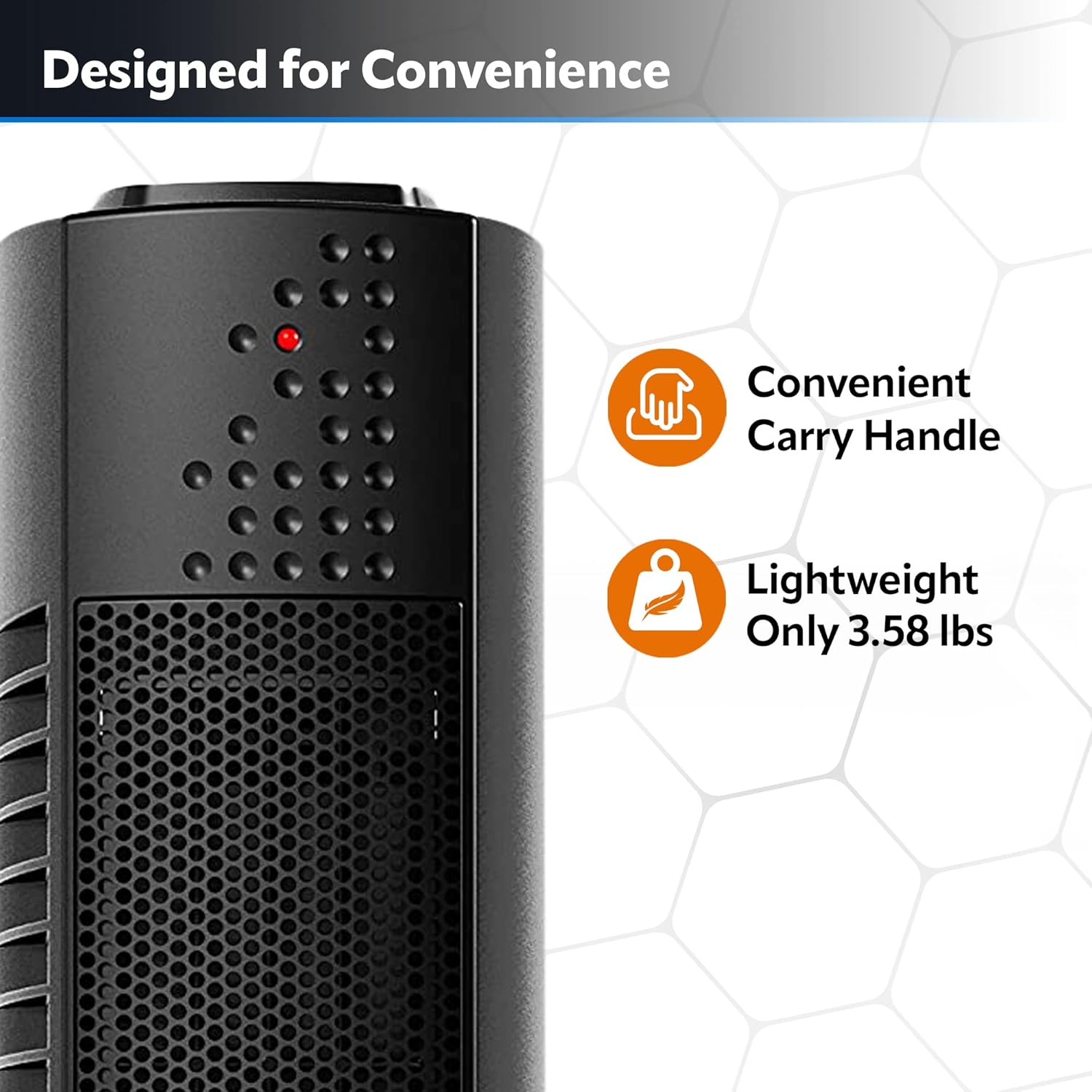 Lasko Oscillating Ceramic Slim Tower Desktop Space Heater for Home with Thermostat and 2 Speeds, 14 Inches, Black, 1500W, CT14101