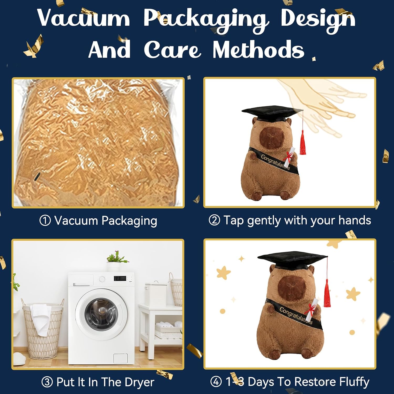 2026 Graduation Gifts, Capybara Graduation Plush with Black Cap & Tassel, Cute Stuffed Animal Plushie, Class of 2026 Graduate Gift for Kids Adults Students, Graduation Party Favor for Him Her, 12 Inch