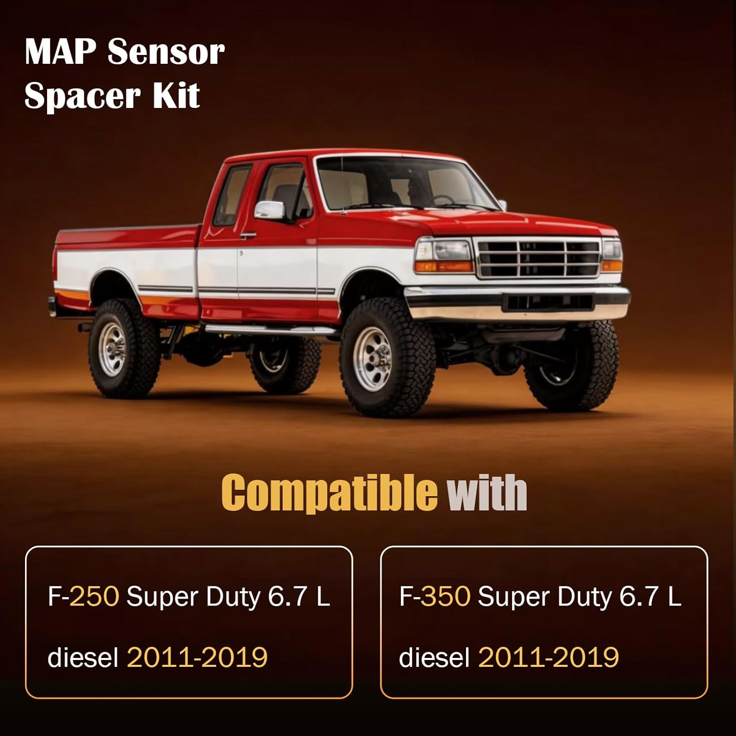 MAP Sensor with Black Spacer Kit Compatible with 2011-2019 Ford F-250 F-350 Super Duty 6.7L Diesel,Replacement for Manifold Absolute Pressure Sensor,BC3Z-9F479-A BC3Z-9F479-B BC3Z9F479B CX2372