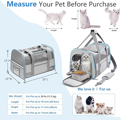 Miniatura 2 de Transportador grande para gatos, transportador de mascotas para 2 gatos, gatos grandes, transportador de perros para perros medianos y pequeños,