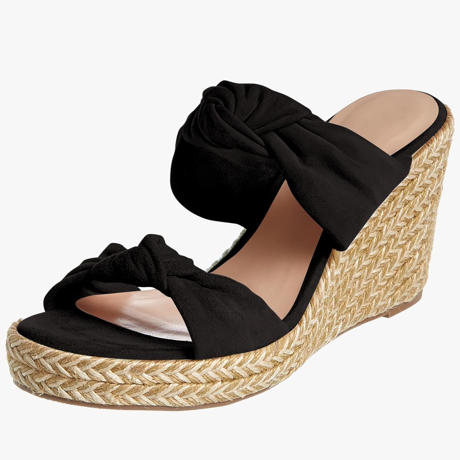 Womens Slip on Espadrilles Wedges Sandals Slides Platform Bow Open Toe Summer Dressy Mules Shoes - Image 5
