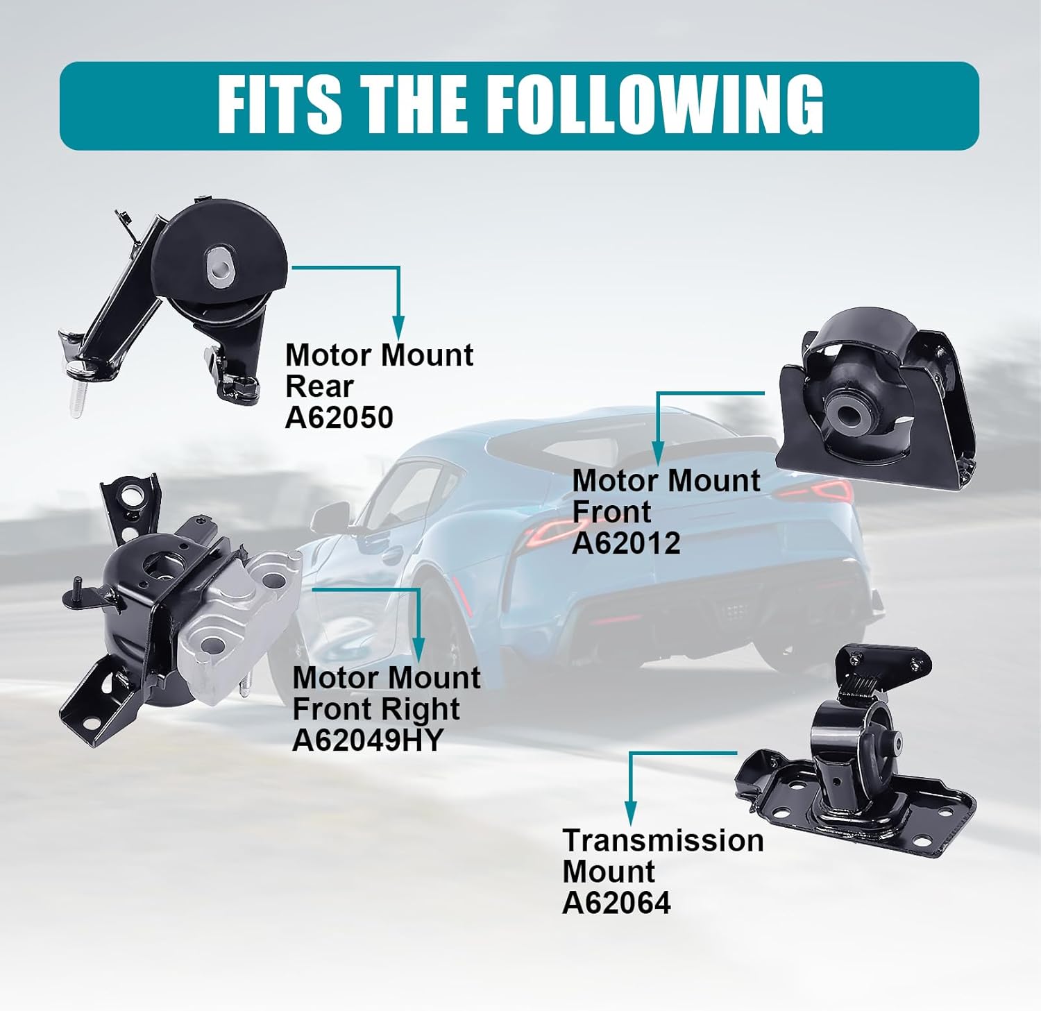 Engine Motor & Transmission Mount Kit 4pcs Compatible with Fits 2006-2008 Toyota RAV4 2.4L Replace A62012 A62049HY A62050 A62064