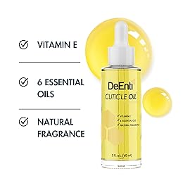 DeEnti Cuticle Oil, Jojoba Oil for Nails, 2oz Hydrating Cuticle Nail Oils, Lush Lemon Scented Cuticles Repair, Vitamin E Nail Supplies, Professional Salon Quality Manicure Supplies