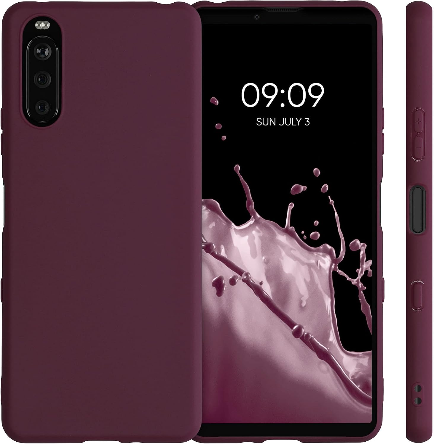 kwmobile Case Compatible with Sony Xperia 10 III Case - Soft Slim Protective TPU Silicone Cover - Bordeaux Violet