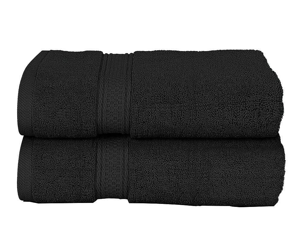 Milosc Pack of 2 Large Bath Towels Set Super Absorbent 500GSM 100% Egyptian Cotton Hotel Quality Quest Towel Extra Soft Set (Charcoal)