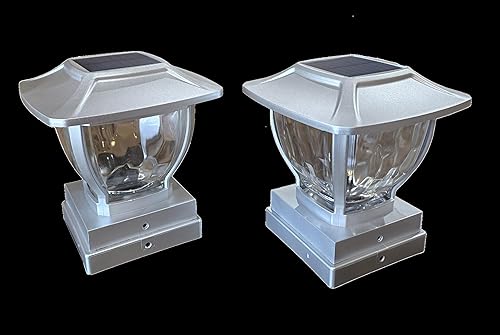 Miniatura 7 de Maxsa Innovations Estilo de onda solar - Tapa de poste y barandilla de cubierta - Paquete de 2 (41981-Blanco)