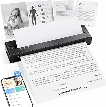 TATTMUSE Inkless Portable Printers Wireless for Travel, Small Thermal Printer Compatible with iPhone Laptop, Bluetooth Mobile Printer for School/Office/Home Use Support 8.5" X 11" Thermal Paper