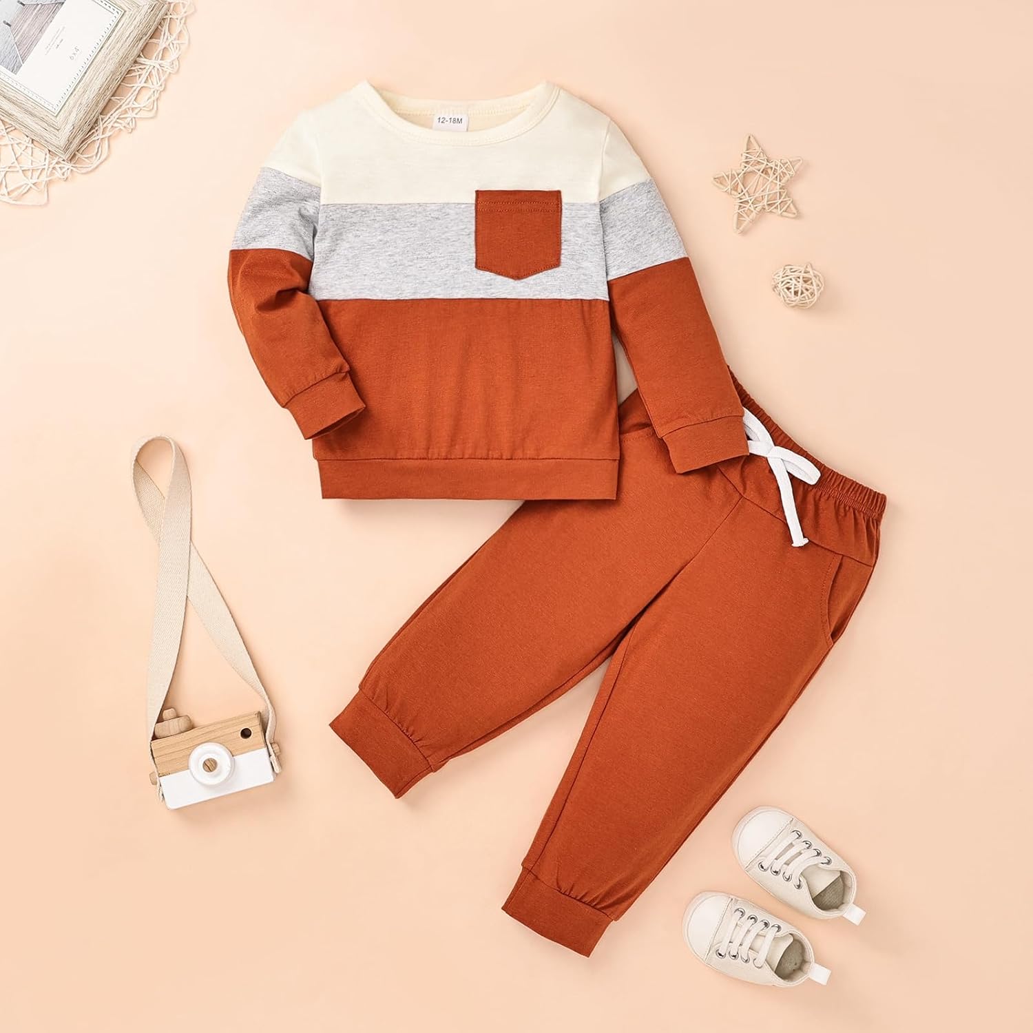 Baby Boy Fall Winter Clothes Toddler Boy Outfits Long Sleeve Patchwork Sweatshirt Tops Pants 2 Piece 12 Months-5T - Image 2