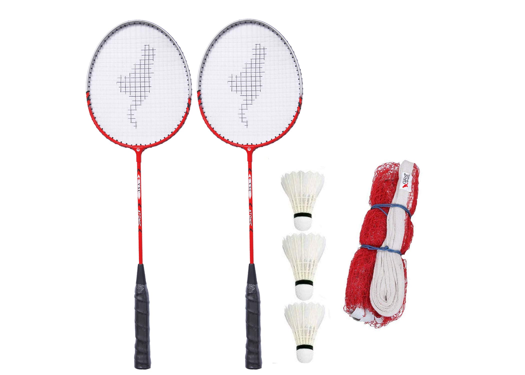 GRQ10 Aluminium Badminton-Racket, Set of 2 & 3 Pcs of Shuttle Cock & Badminton Net-image-28