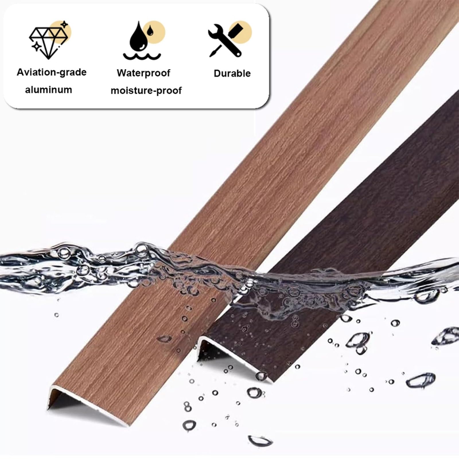 Perfil Autoadhesivo Protector de Esquinas Cantos, 90cm - Aluminio Tira de Transición de Suelo en L - Protector de Bordes - para Cantonera de Escalera Pared Esquinas(Light Wood,L900xW28xH12mm)