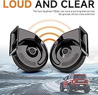 Vista 2 de FARBIN Bocina de tren para camión de 12 V, bocinas de coche ruidosas impermeables, kit de cuerno de caracol eléctrico con arnés de cable y botón