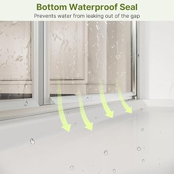 ELEGANT Double Pivot Shower Door 32.4-34 W x 75'' H, 1/4 Tempered Glass