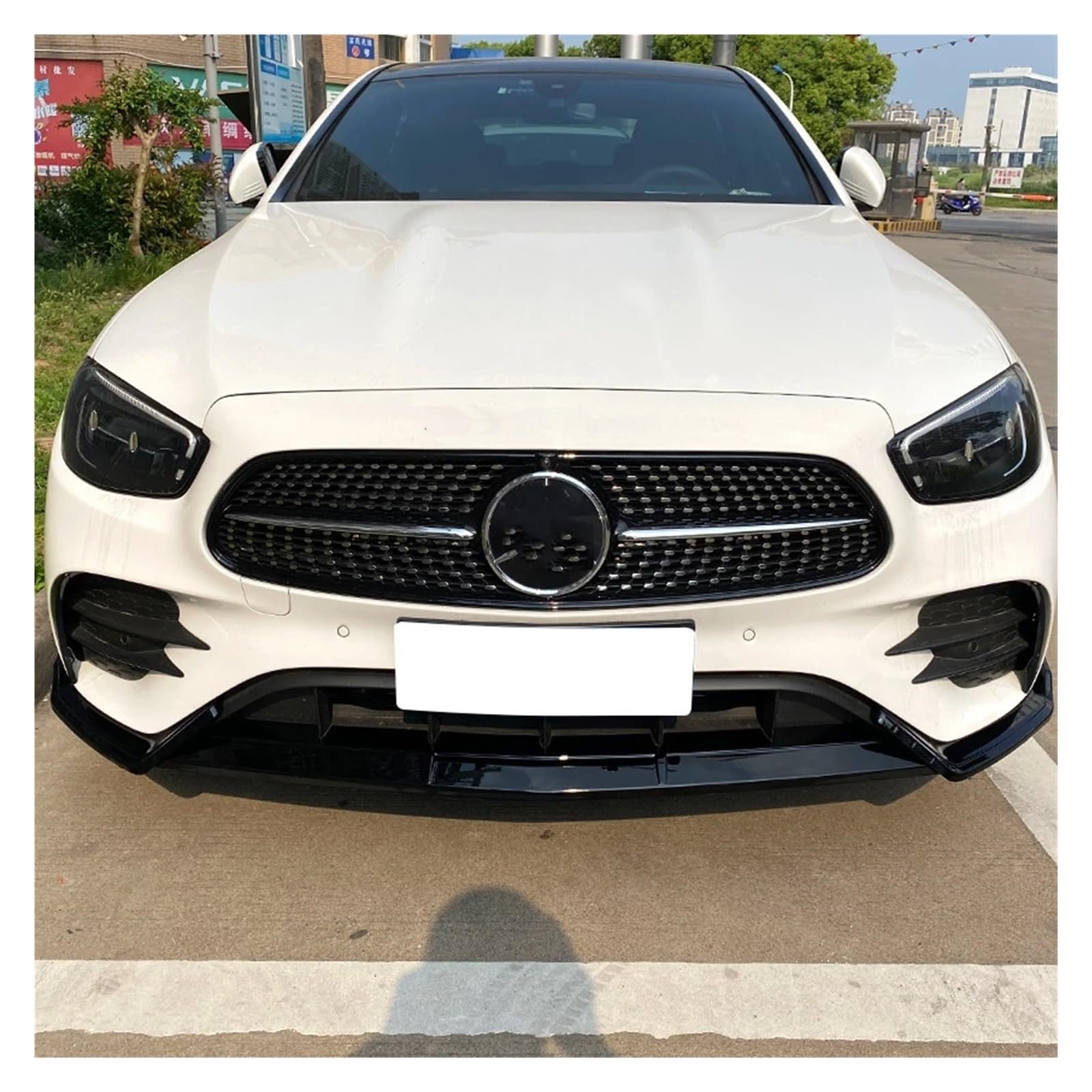 Lyjstore Przedni zderzak, nakładka kompatybilna z Mercedesem Klasy E W213 C238 2021+ E260 E300 AMG, dyfuzor splittera, zestawy nadwozia, spoiler, osłona zderzaka, akcesoria