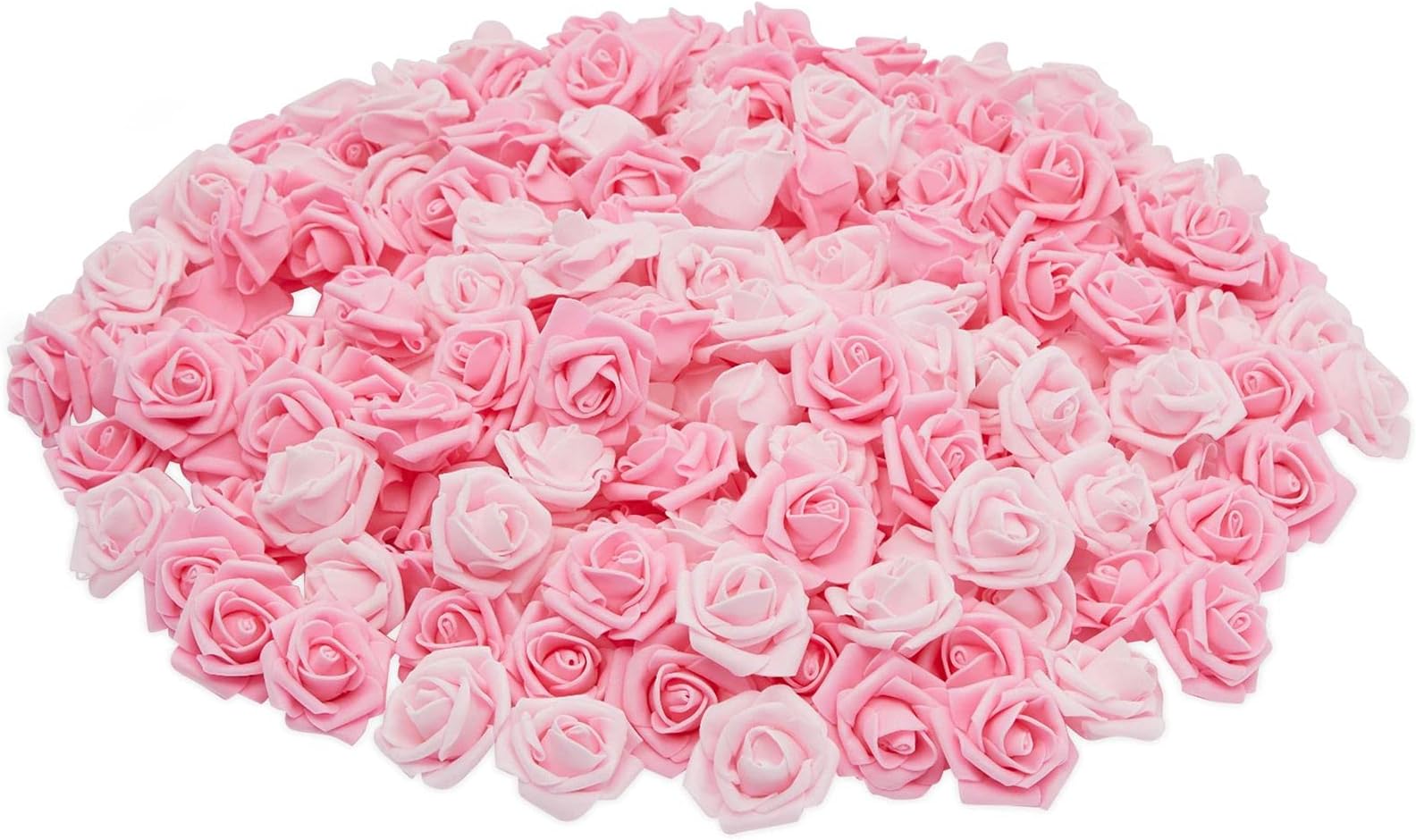 Topixdeals Pink Flower Heads,Silk Rose Heads Artificial Flowers,Silk Cream Rose