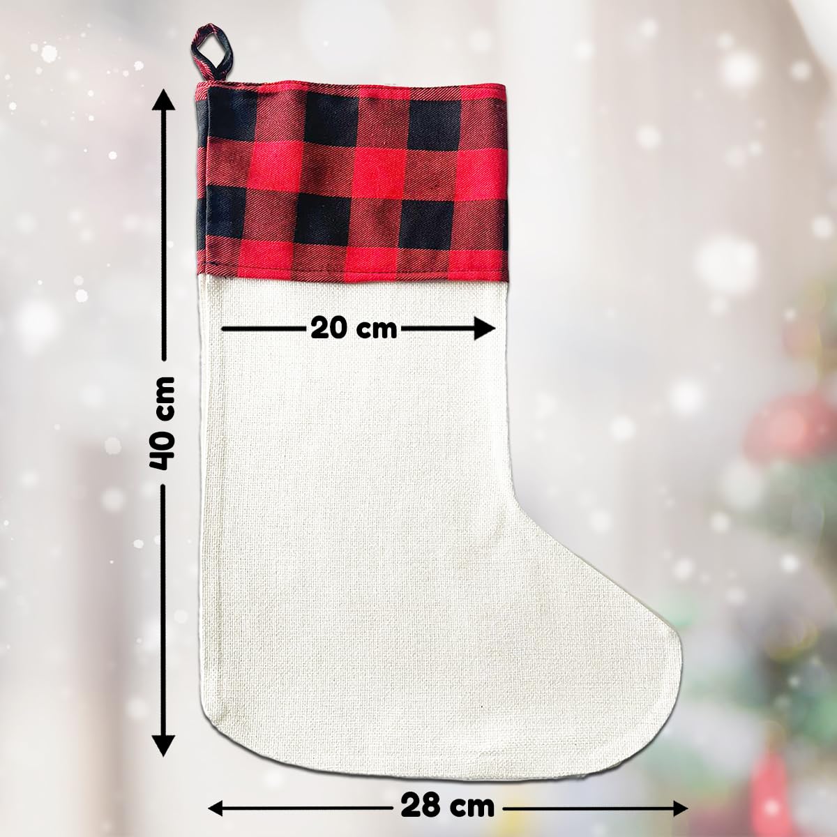 Personalisiert Weihnachtsstrumpf Mit Monogramm – Aus Sackleinen, 49,5 Cm, Bestickt Mit Zwerg & Bauernhaus-Muster