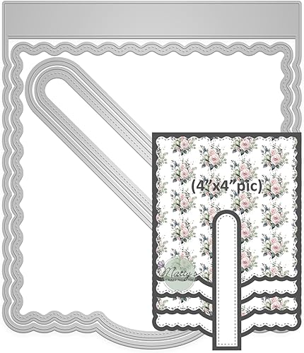 Miniatura 7 de Matty's Crafting Joy Juego de 5 troqueles rectangulares con solapa en cascada, troqueles de corte de metal para álbumes de recortes y diarios,