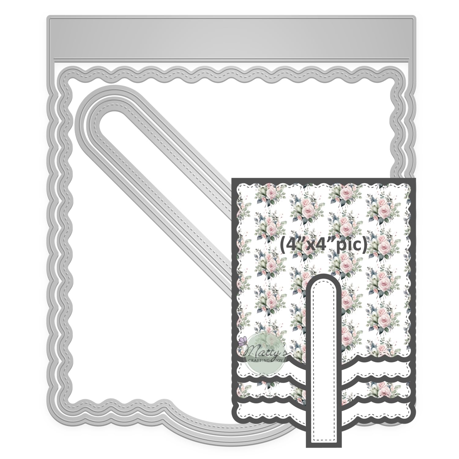 Matty’s Crafting Joy Scalloped Square Waterfall Flap Die Cut Set of 4, Nesting Metal Cutting Dies for Scrapbook Albums and Journals, Paper Crafting, Scrapbooking Supplies